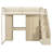 Full Size Loft Bed with Storage Staircase, Dressing Table with Mirror & Drawer, Wardrobe, USB Ports & LED Lights, Beige-1280720407