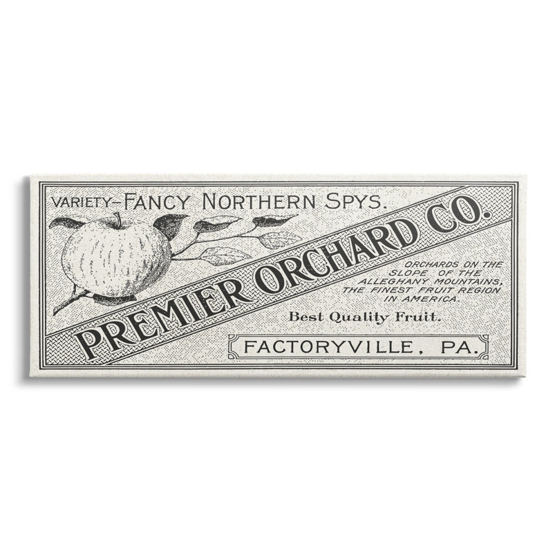 Art rétro "Vintage Orchard Co." par Antique - Art textuel, H 17 po x l 40 po, Plaque murale