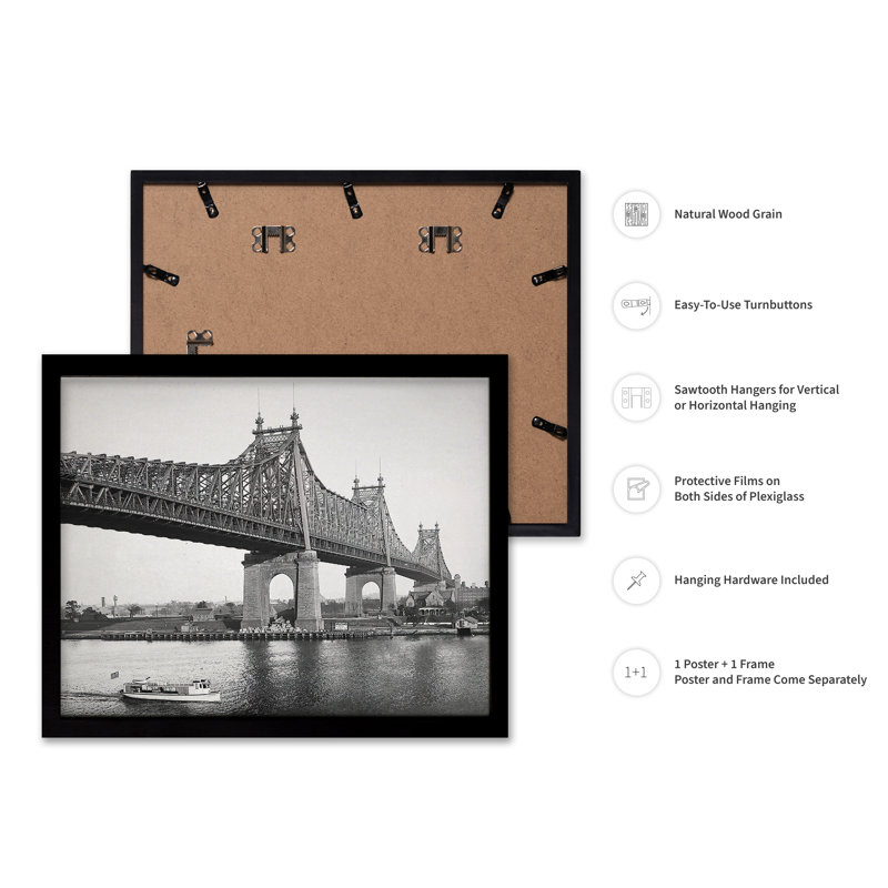 Pont de Queensboro, Black Framed, Poster, 11"H x 14"W