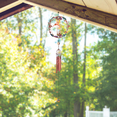 Reida 30" Long Hummingbird Copper and Gem Wind Chime in Globe Shaped  Unique Gifts