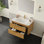 Meuble-lavabo de salle de bain blanc à pression intégrée en pierre frittée blanche, contreplaqué flottant de 36 po, tiroir à fermeture en douceur, meuble-lavabo de finition avec vasque, rangement en contreplaqué, grille ultra-mince, installation facile, lisse