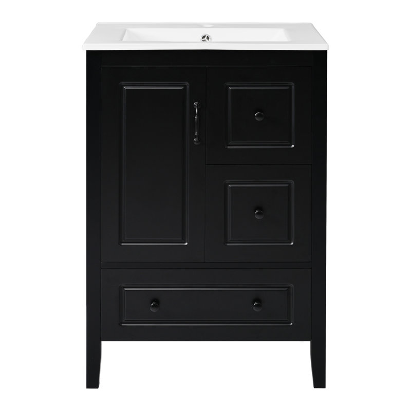Meuble-lavabo 24 po avec lavabo, Noir