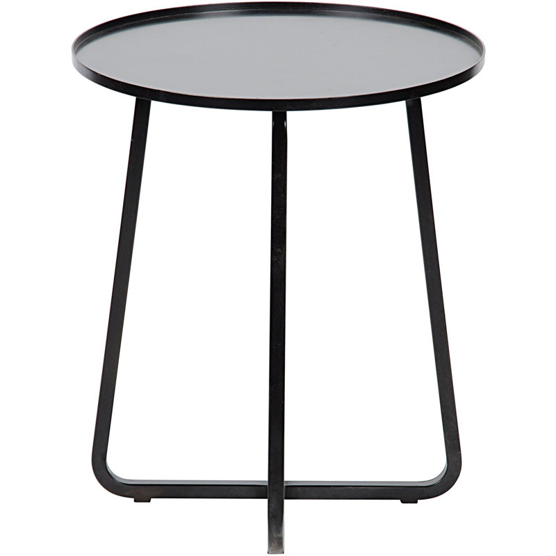 Kimana Noir 20.5" Round Black Metal Tray Side Table