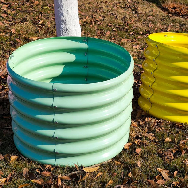 4-pack Kids Mini Green Metal Circle Raised Garden Bed Planter Box For Planting Vegetables (24 In. L X 24 In. W X 18 In. H)