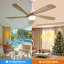 Ventilateur de plafond 52 pouces avec lumière à DEL à intensité variable et 5 pales en bois massif