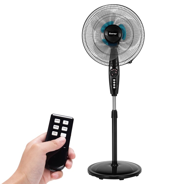 Comfort Zone 16” Electric Oscillating Pedestal Fan, 3-speed Options,  90-Degree Oscillating Head, Adjustable Height and Tilt, Powerful Air Flow,  Ideal