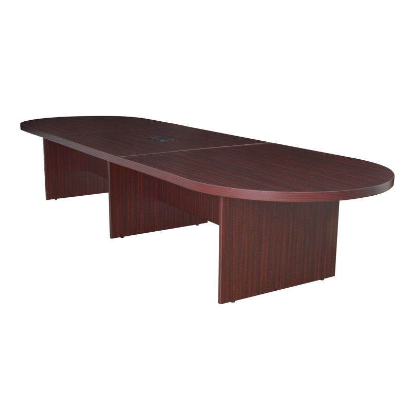 Table de conférence Nickyla Racetrack avec port de charge, Acajou, H 29 po x L 168 po x l 52 po