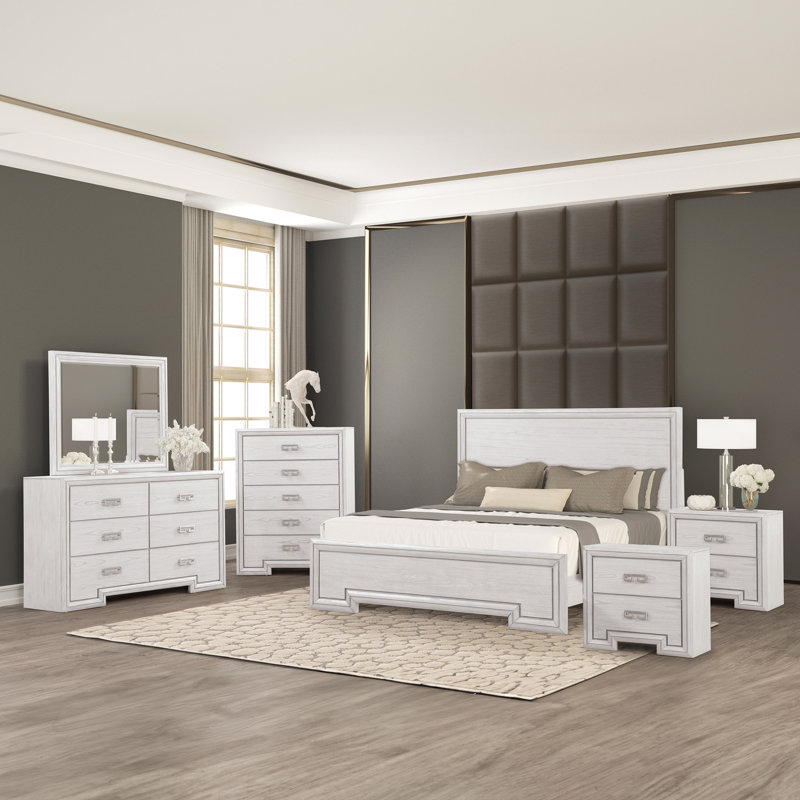Ensemble de chambre à coucher 6 pièces Nyquist, Très grand lit