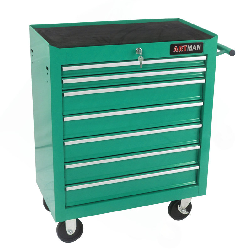 Chariot à outils multifonctionnel avec 7 roulettes - Vert