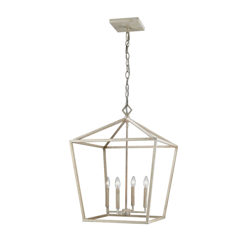 Lustre géométrique à 4 lumières Poisson, H 28,5 po x l 20 po x P 20 po, Blanc