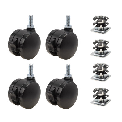 2 in. Black Furniture Swivel Brake Caster for 1-1/8 in. Square