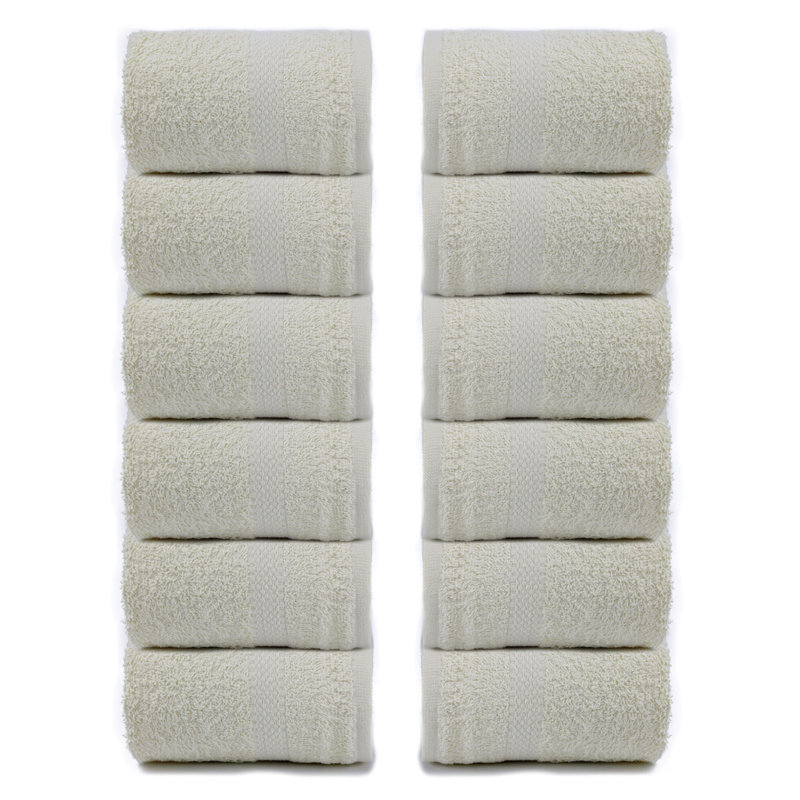 Ensemble de 12 serviettes de toilette en coton 100%, Ivoire
