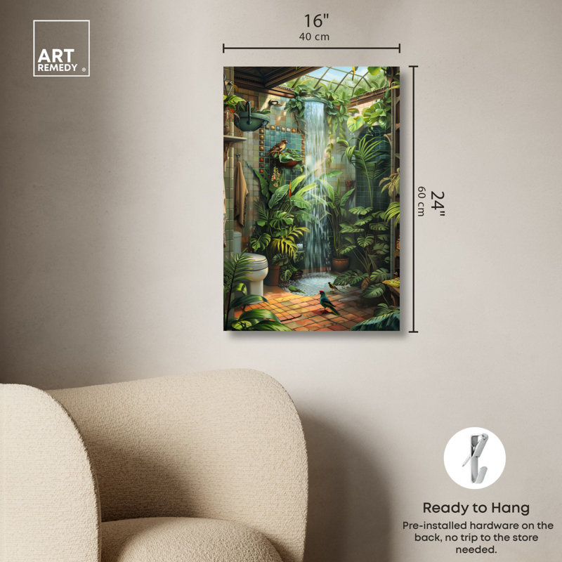 Art de la salle de bain Waterfall, Toile tendue, H 24 po x l 16 po