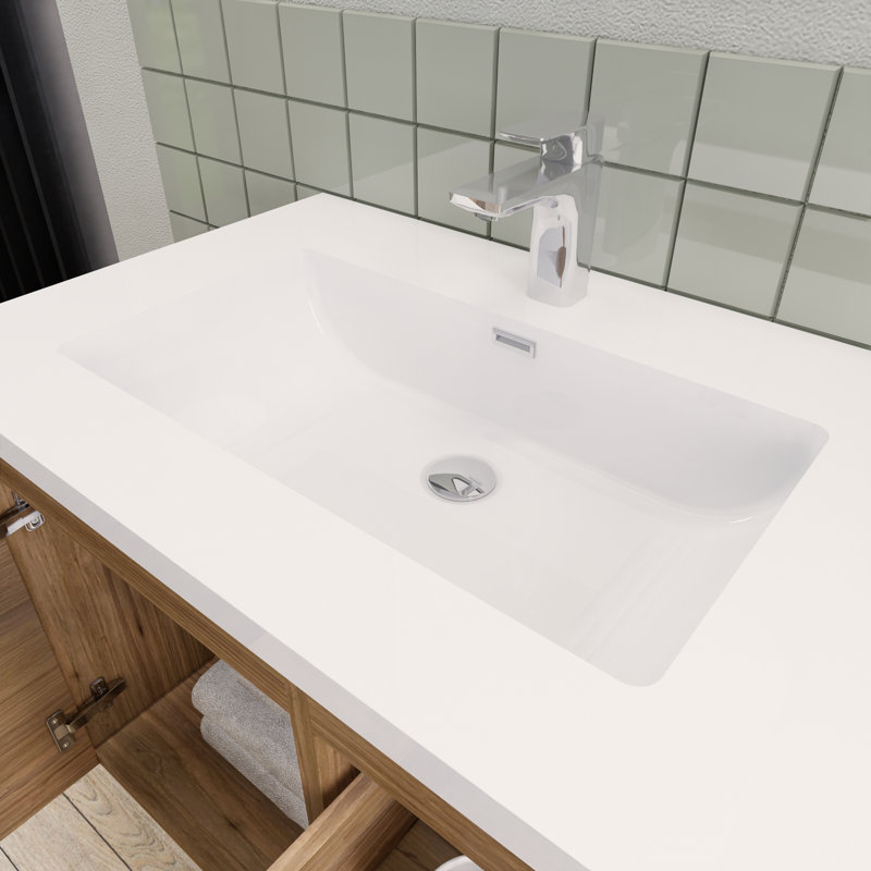 Meuble-lavabo double 60 po Alcester Ivy Bronx, Chêne naturel