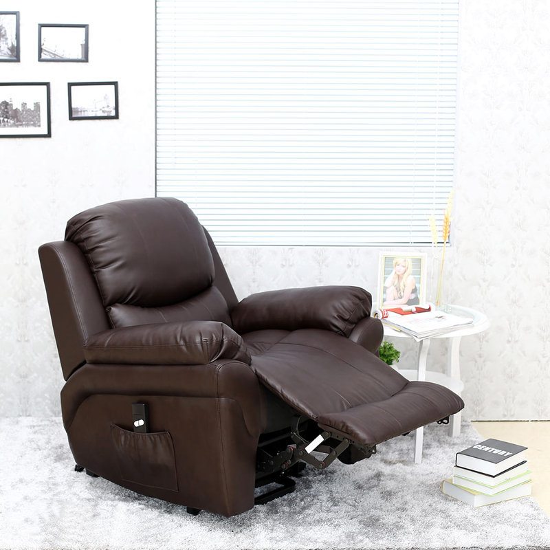 97cm Wide Lift Assist Standard Recliner, Brown, Dual Motor Lift Assist