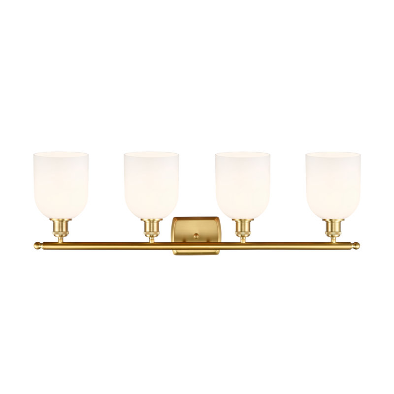 Anacaren 4 - Light Dimmable Vanity Light, Gloss White, Satin Gold