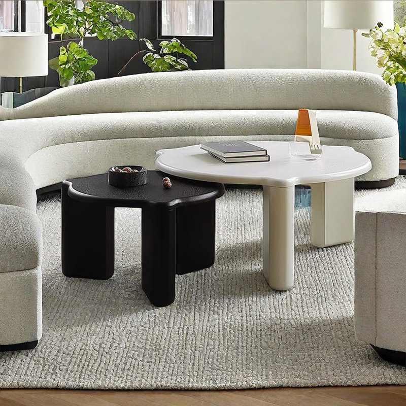 Cream style simple solid wood coffee table