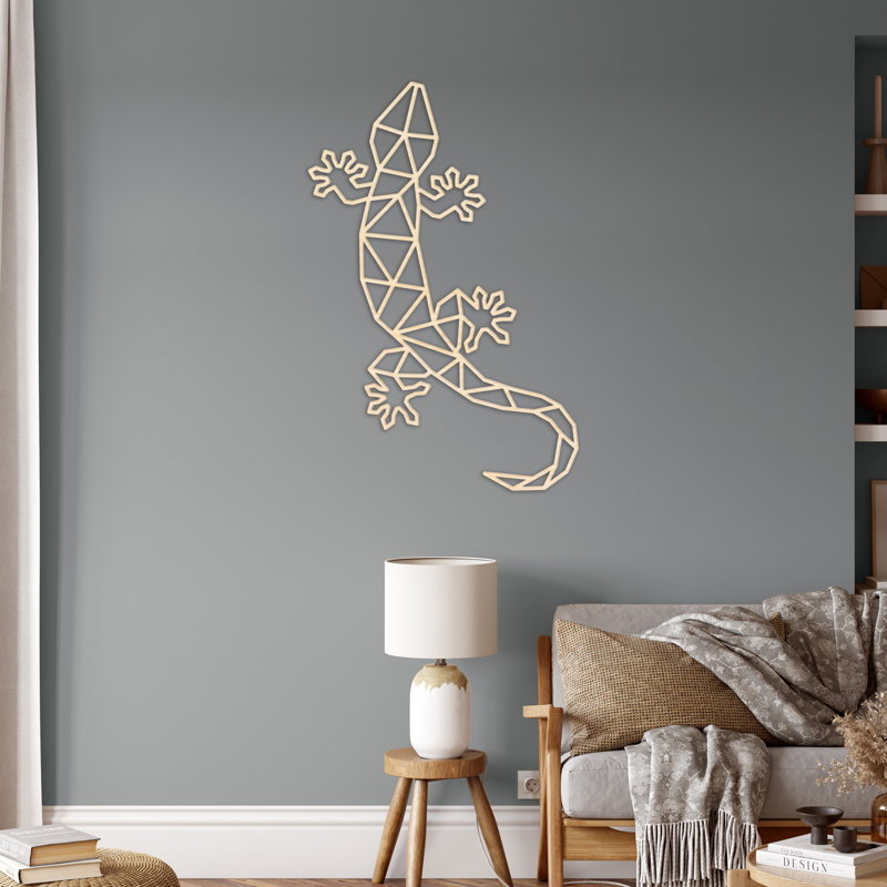 Décoration murale abstraite escalade de lézard abstrait - bouleau baltique naturel, H 32 po x l 21,2 po x P 0,25 po