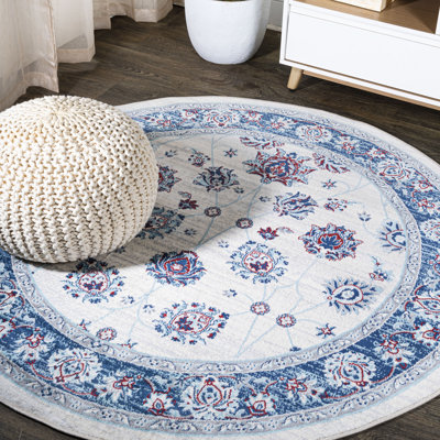 Tapis bleu / ivoire / rouge Nandita