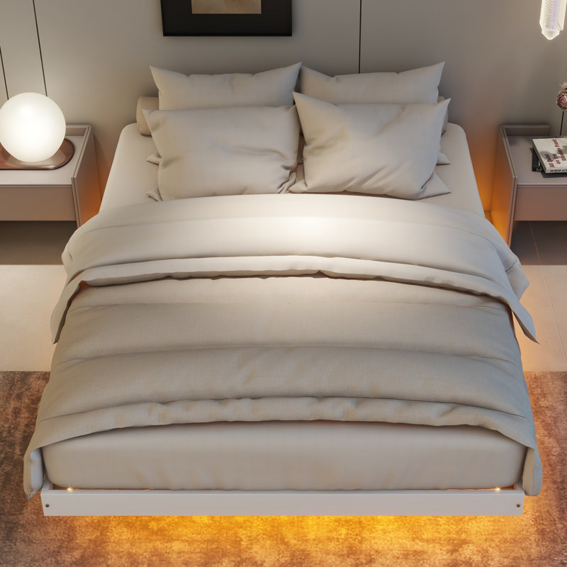Barcroft Platform Bed with LED Lights, Full, White