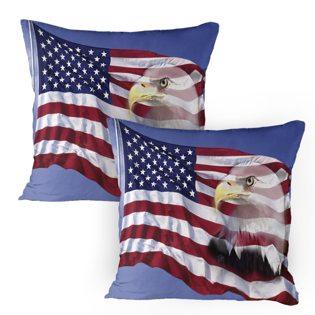 Kissenbezug Packung mit 2, Bless America Flag, Mehrfarbig