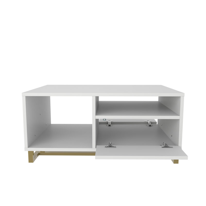 Medon 90cm W Coffee Table, White Top/White Cabinet
