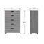 Commode à 5 tiroirs en bois gris moderne 46,46 po avec roulettes pour chambre à coucher, chambre de bébé