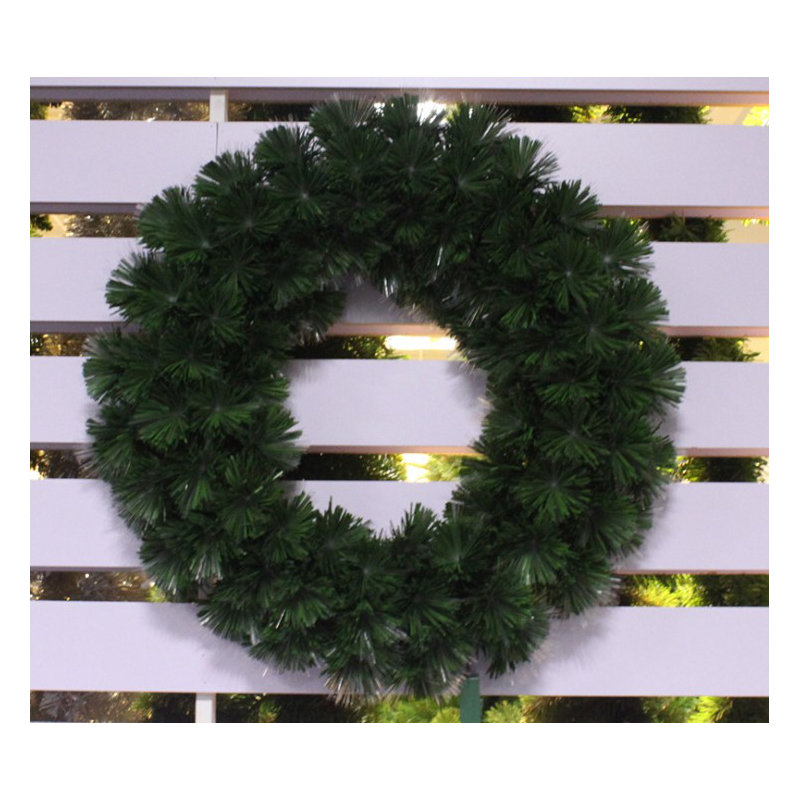Couronne de noël éclairée à fibre optique pré-éclairée, H 16 po x l 16 po