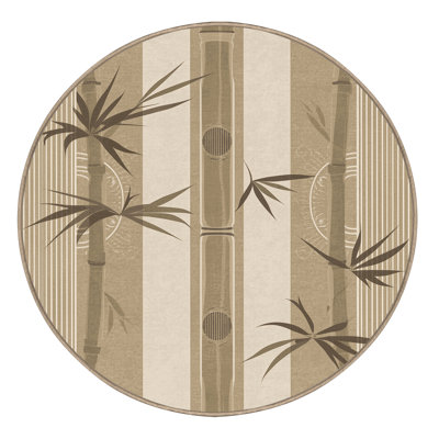 Tapis art déco en bambou doux et moelleux brun et beige