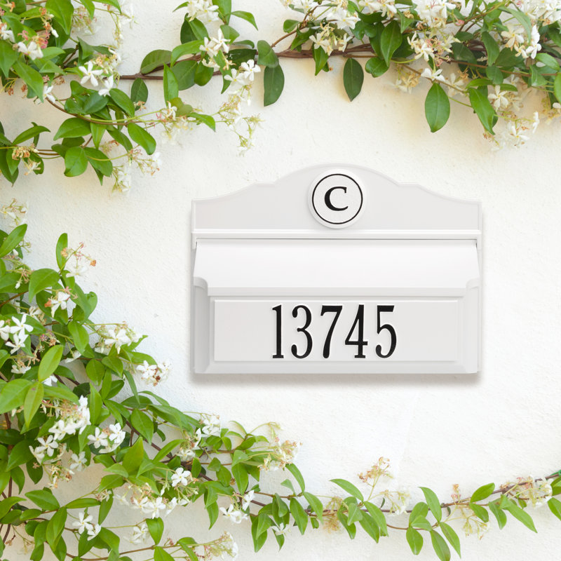 Wall Mounted Mailbox, White/Black, Yes