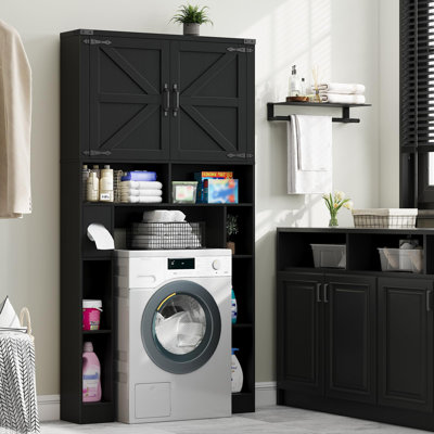 Armoire de rangement au-dessus de la toilette avec 2 portes de grange