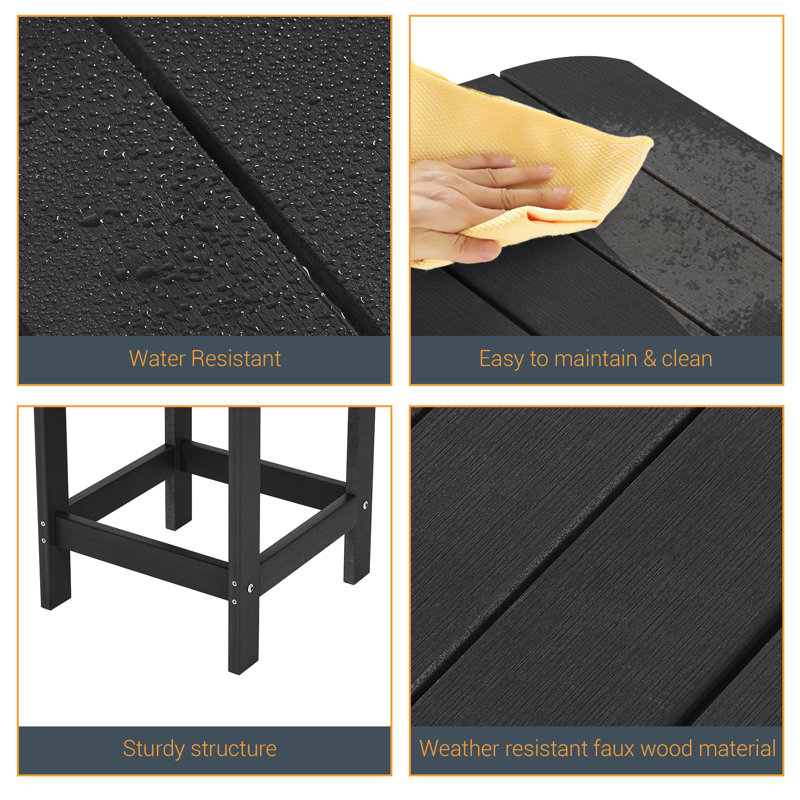 Charcoal Grey Square Outdoor Side Table , 18.7'' in. W 15'' in. D, Black