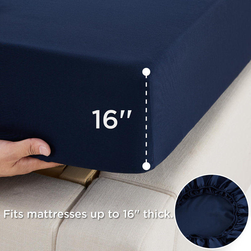 Bedsure Polyester & Rayon Derived from Bamboo Sheets, Navy, Twin Sheet Set with 1 Pillowcases
