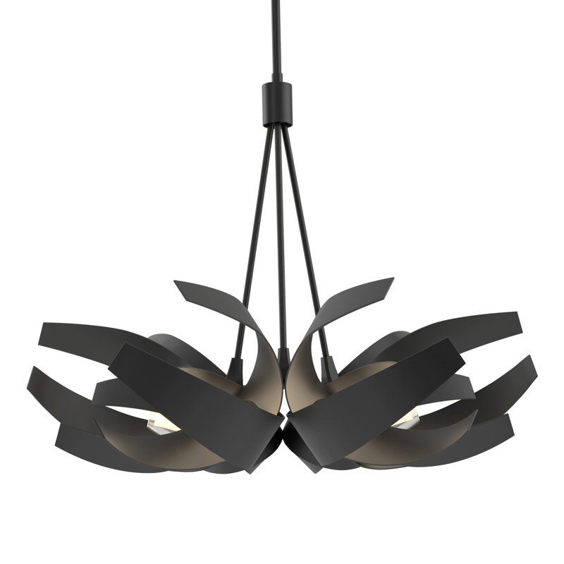 Lustre géométrique unique à 6 lumières Corona, H 21 po x l 26,9 po x P 26,9 po, Noir