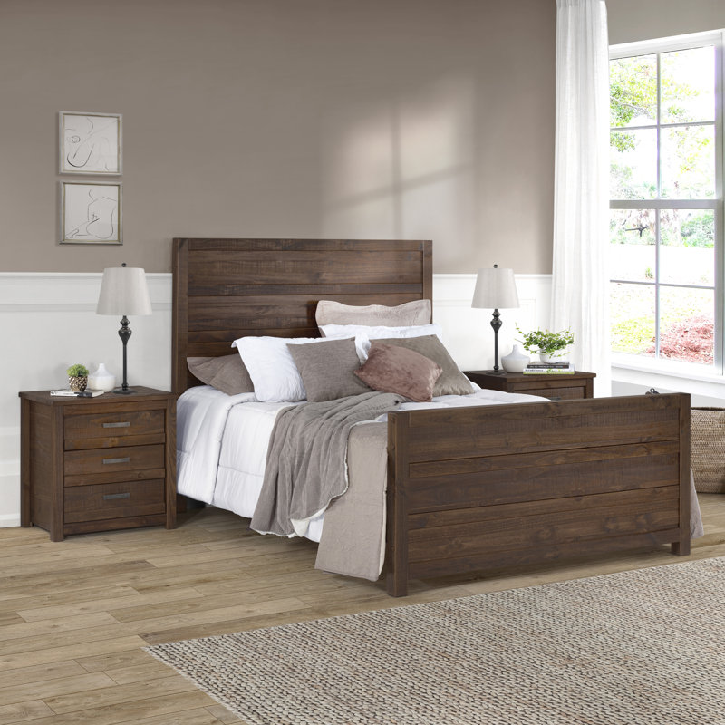Romney Solid Wood Standard Bed, King, Antique Walnut