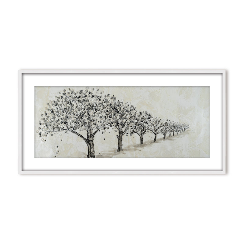Nature Inspired "Echoes of the Forest" Canvas Wall Art By Karen Biery, 12" H x 24" W, Framed Matted Print, Beige