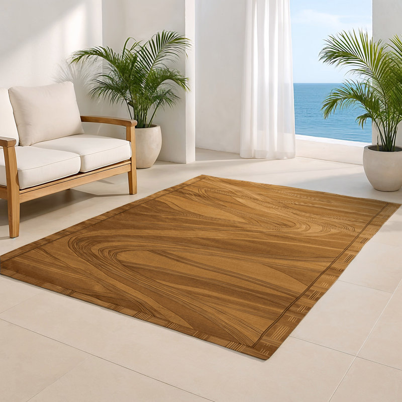 ArtDeco Brown Indoor and Outdoor Area Rug, Rectangle 8' x 10'