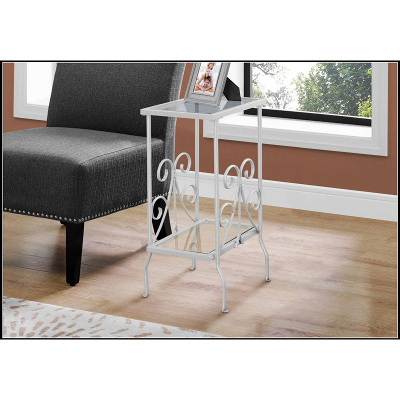 Élégante table d'appoint en verre trempé et en métal pour le salon ou la chambre à coucher, parfaite pour la présentation et le rangement