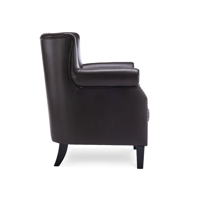 Wybolt Upholstered Wingback Chair, Dark Brown