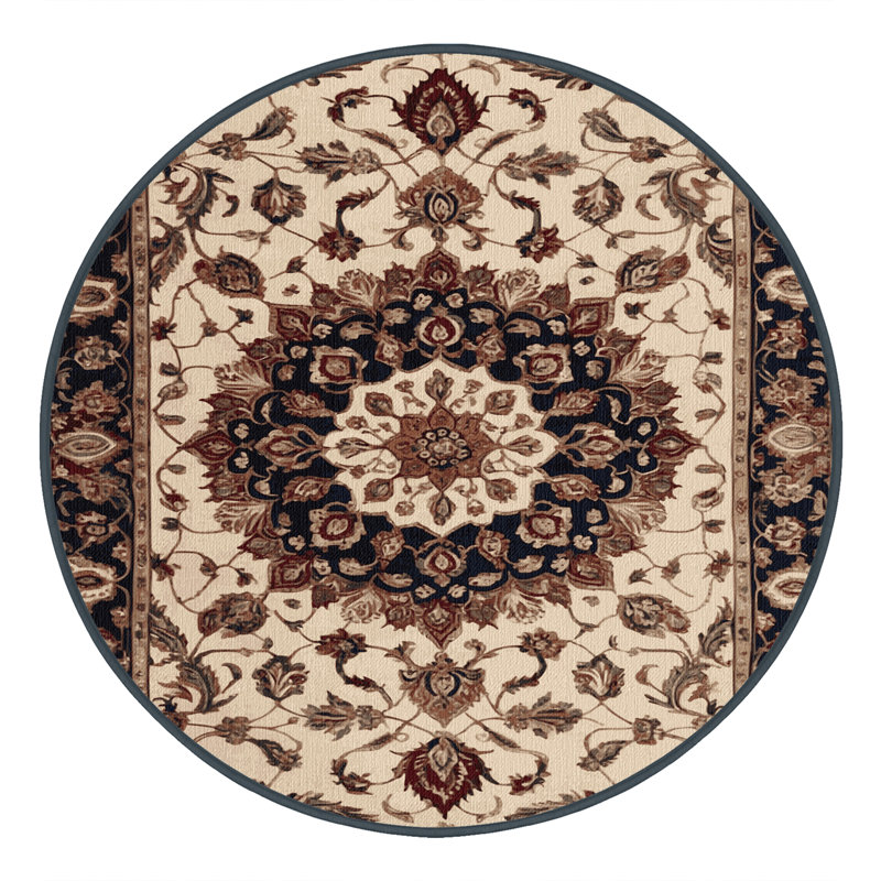 Machine Washable Persian Brown Area Rug, Round 6'