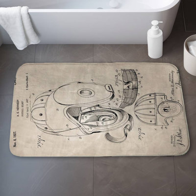 Beige football helmet Bath Mat with Non-Slip Backing - Quick Dry Memory Foam Bathroom Rug - Absorbent - Modern Plush Spa-Style - Machine Washable
