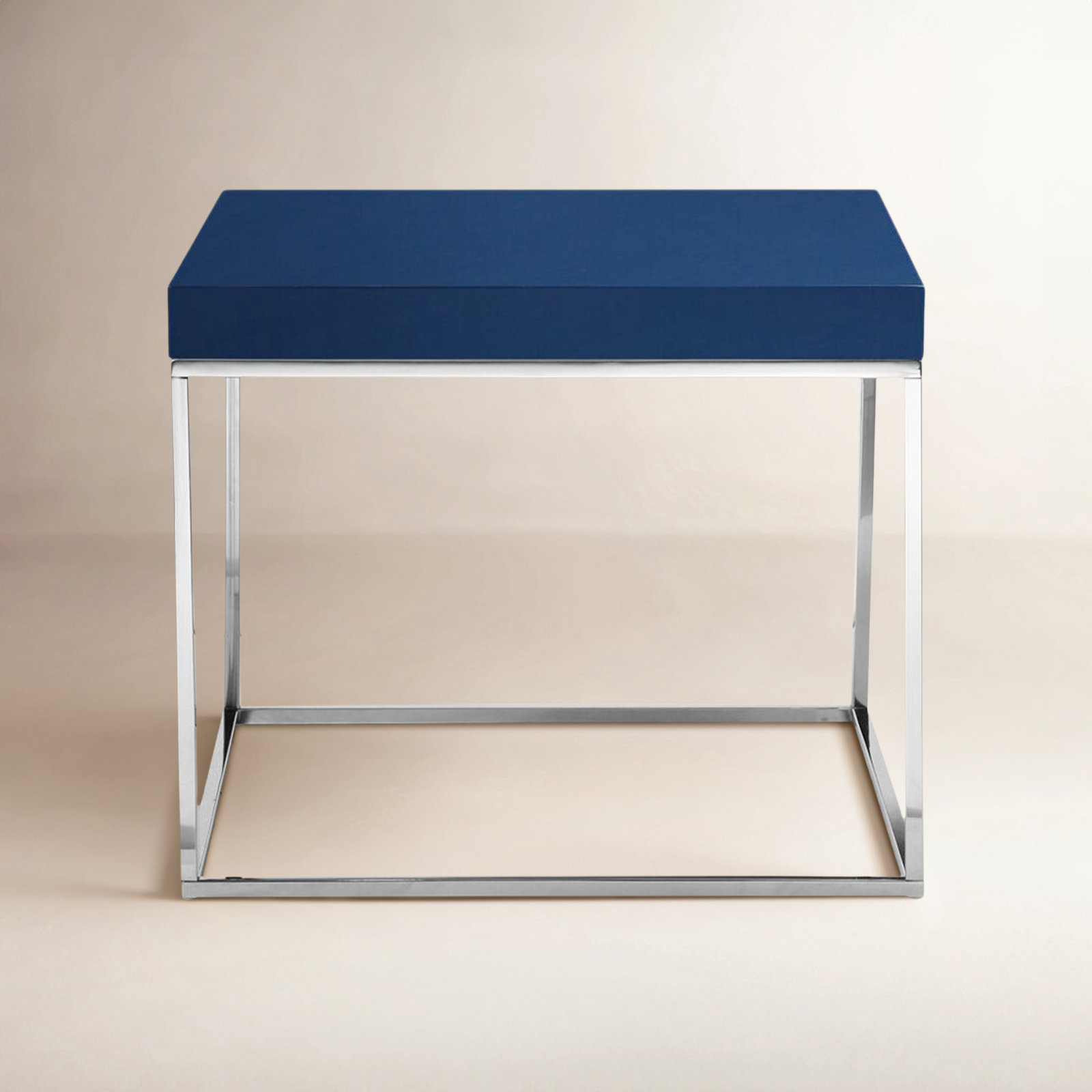 Fred 24" Walnut End Table, Navy