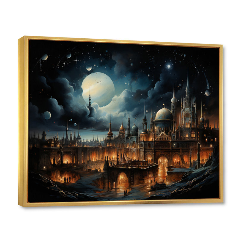 Art de l'Islam, Astronomie de l'Islam II - impression, H 24 po x l 32 po x P 1 po, Cadre flottant doré