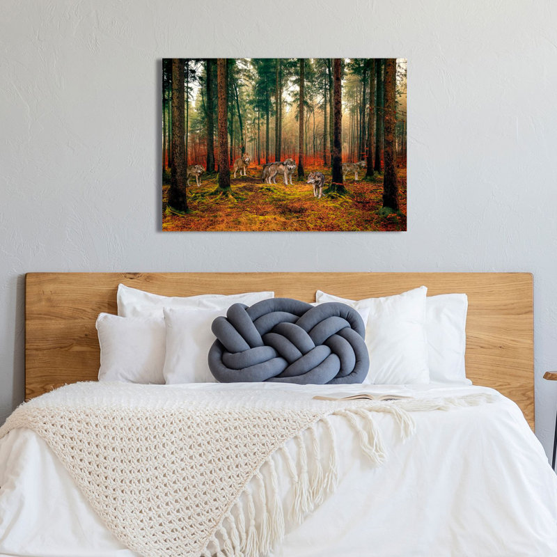 3AP6155 Pack Of Wolves In The Woods by Pangea Images - Wrapped Canvas Art Prints, 60cm H x 80cm W x 4cm D