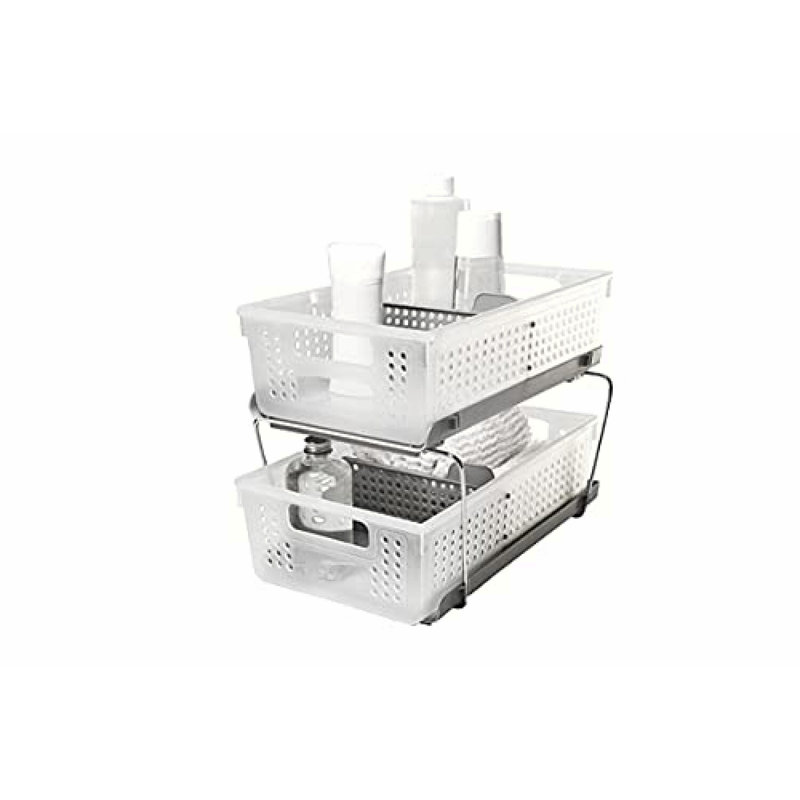 ClearView 2-Tier Slide-Out Organizer: Multipurpose Under Sink & Cabinet Storage Solution