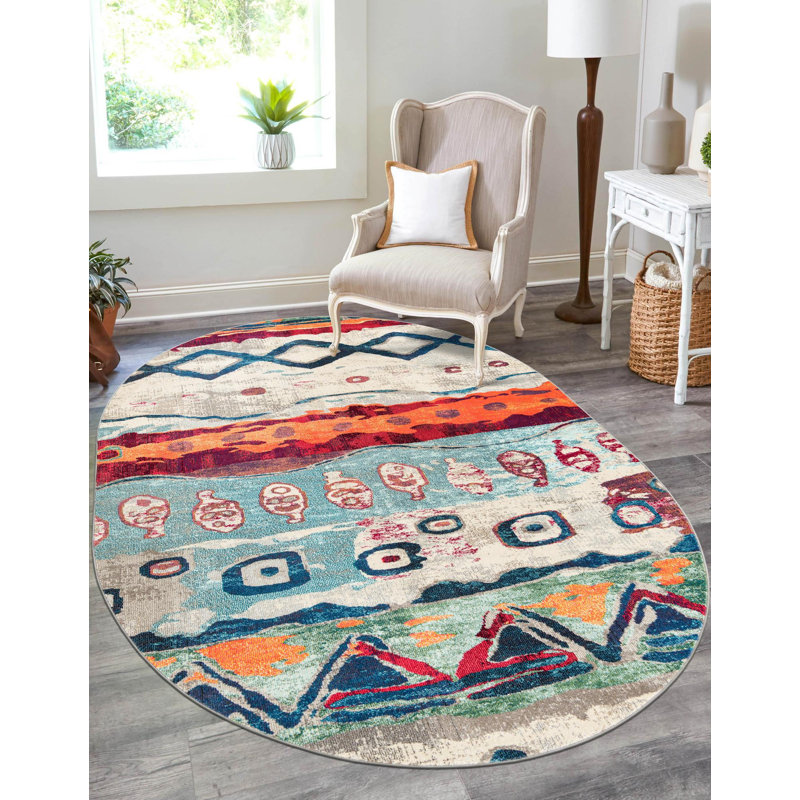 Washable Indoor Rug, Oval 7'10" x 10'