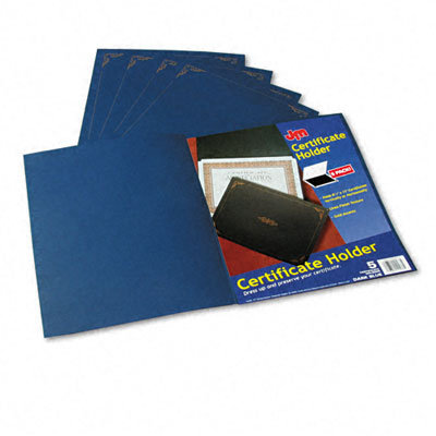 Certificate Holder, 80lb Linen Stock, 12 1/2 x 9 3/4, Dark Blue, Five per Pack                                               