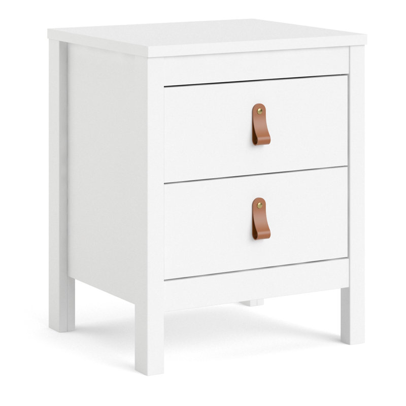 Table de chevet 2 tiroirs Cotham, Blanc