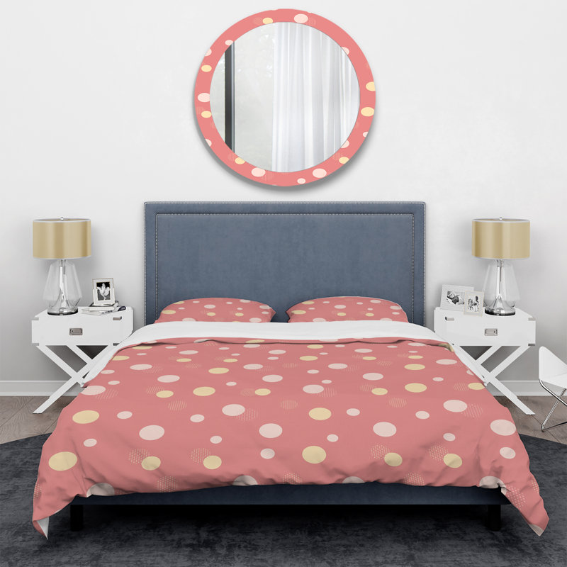 Peach Circle Pattern Polyester Dots Duvet Cover