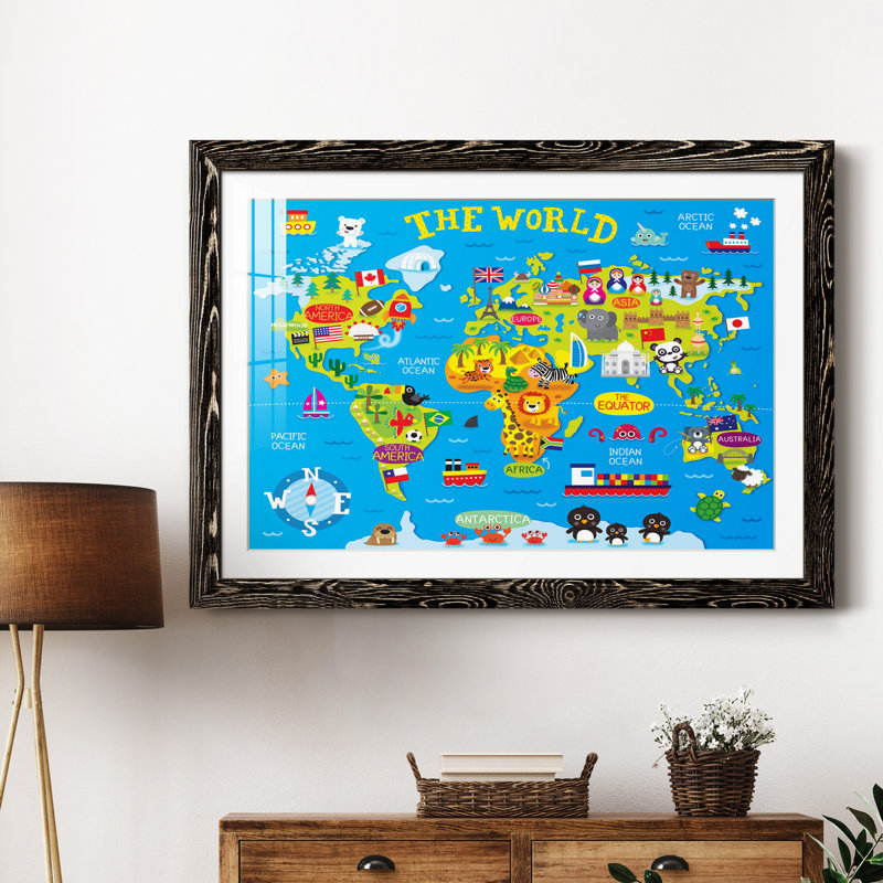 Carte du monde - impression encadrée, H 24 po x l 18 po x P 1,5 po, Cadre noir